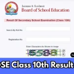 JKBOSE Class 10th Result Update